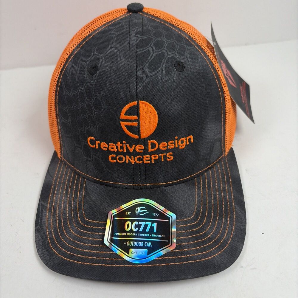 New Kryptek Mesh Trucker Hat Hunting Sport Orange & Gray Pattern